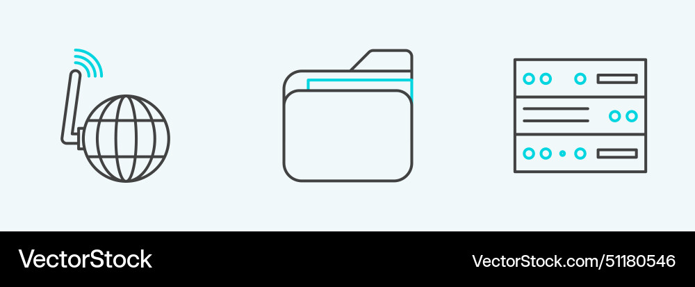 Set line server data web hosting social network Set line server data web hosting social network vector image