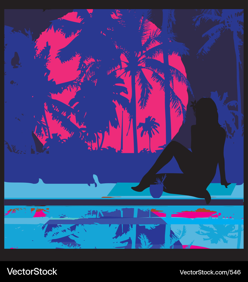Sunset Pool Vibes Vector Image