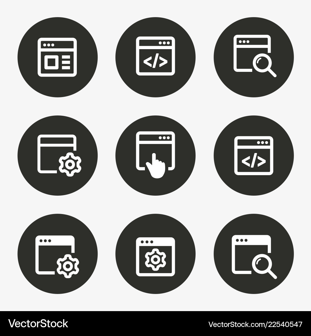 Browser icon set round Vector Image