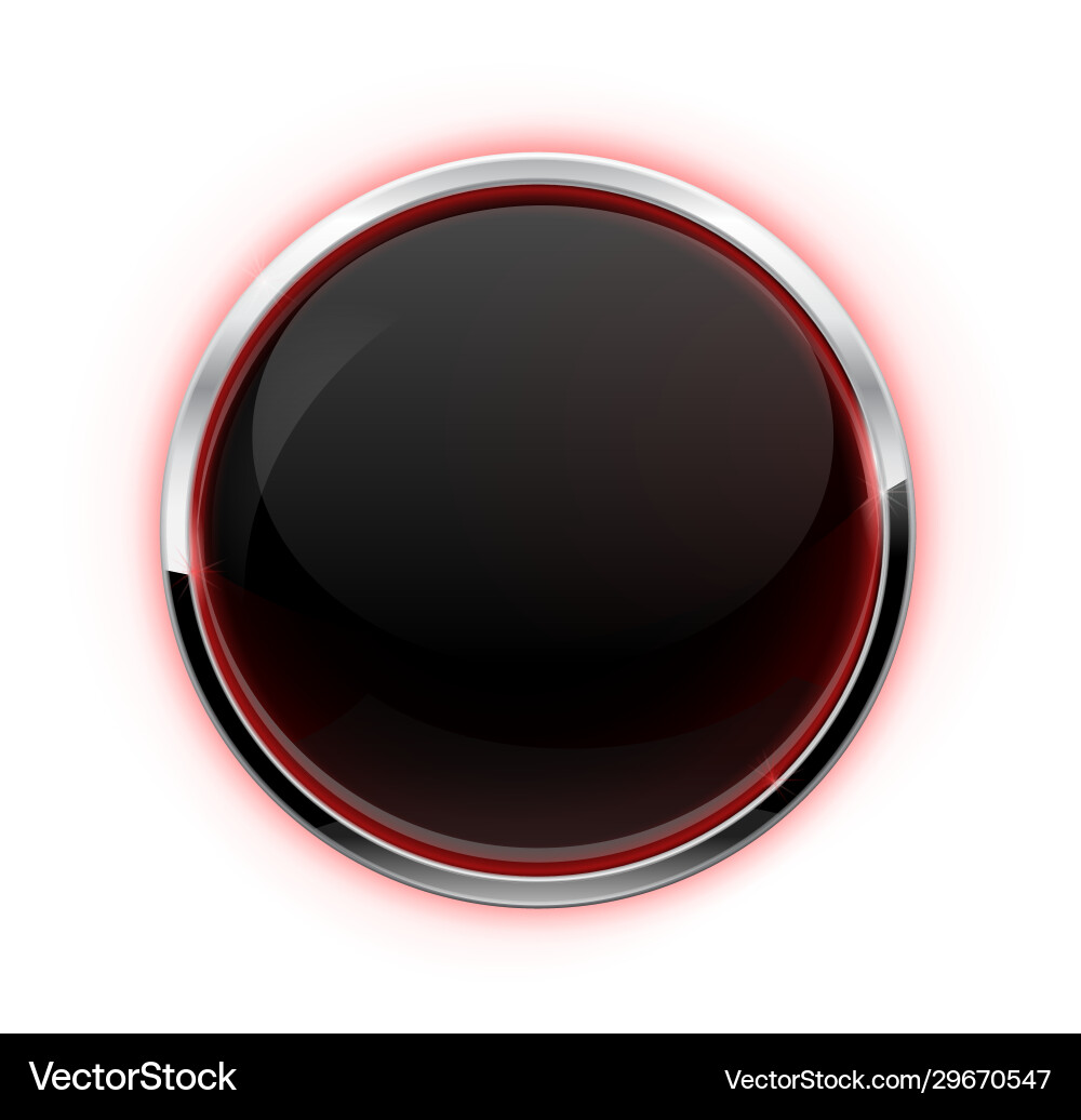 Chrome Button with Red Glow vector image