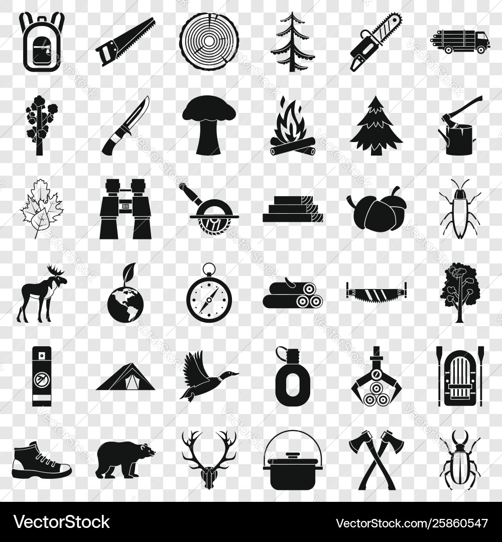 Fir tree icons set simple style vector image