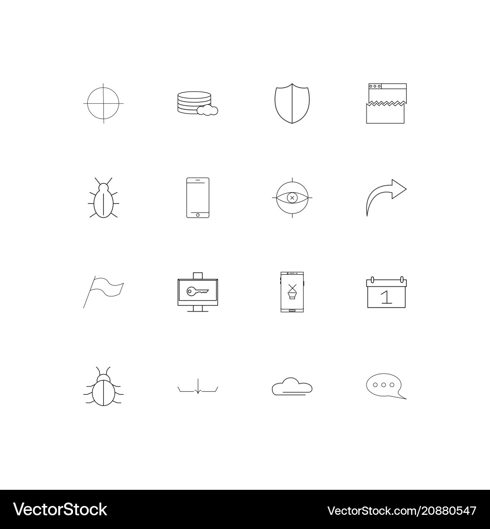 Internet technologies linear thin icons set vector image