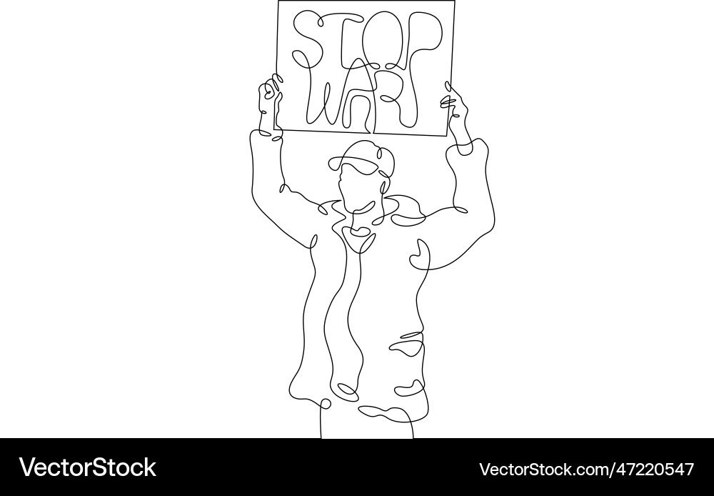 One continuous linea protesting demonstrator One continuous linea protesting demonstrator Vector Image