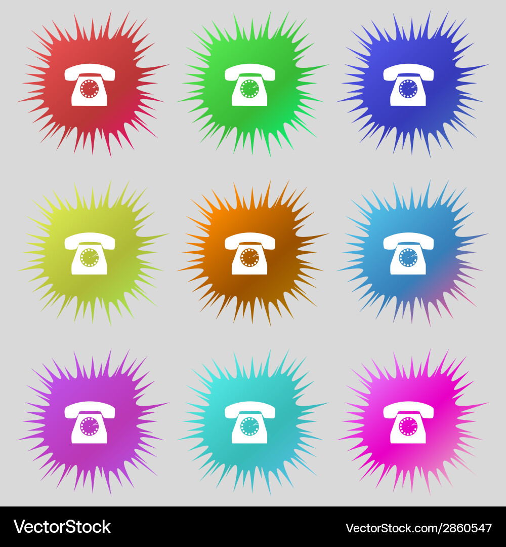Retro telephone web icon set colourful buttons Vector Image