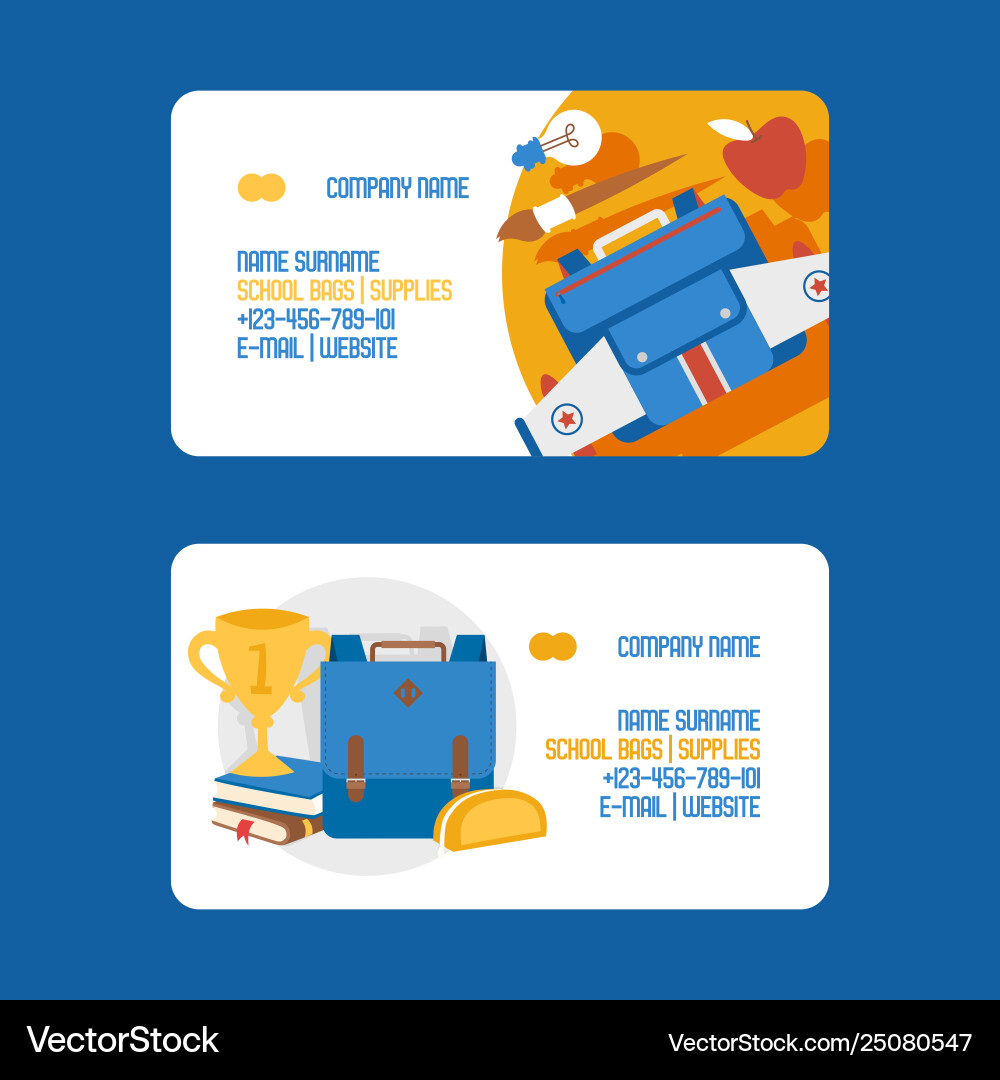 School business card education schooling School business card education schooling vector image