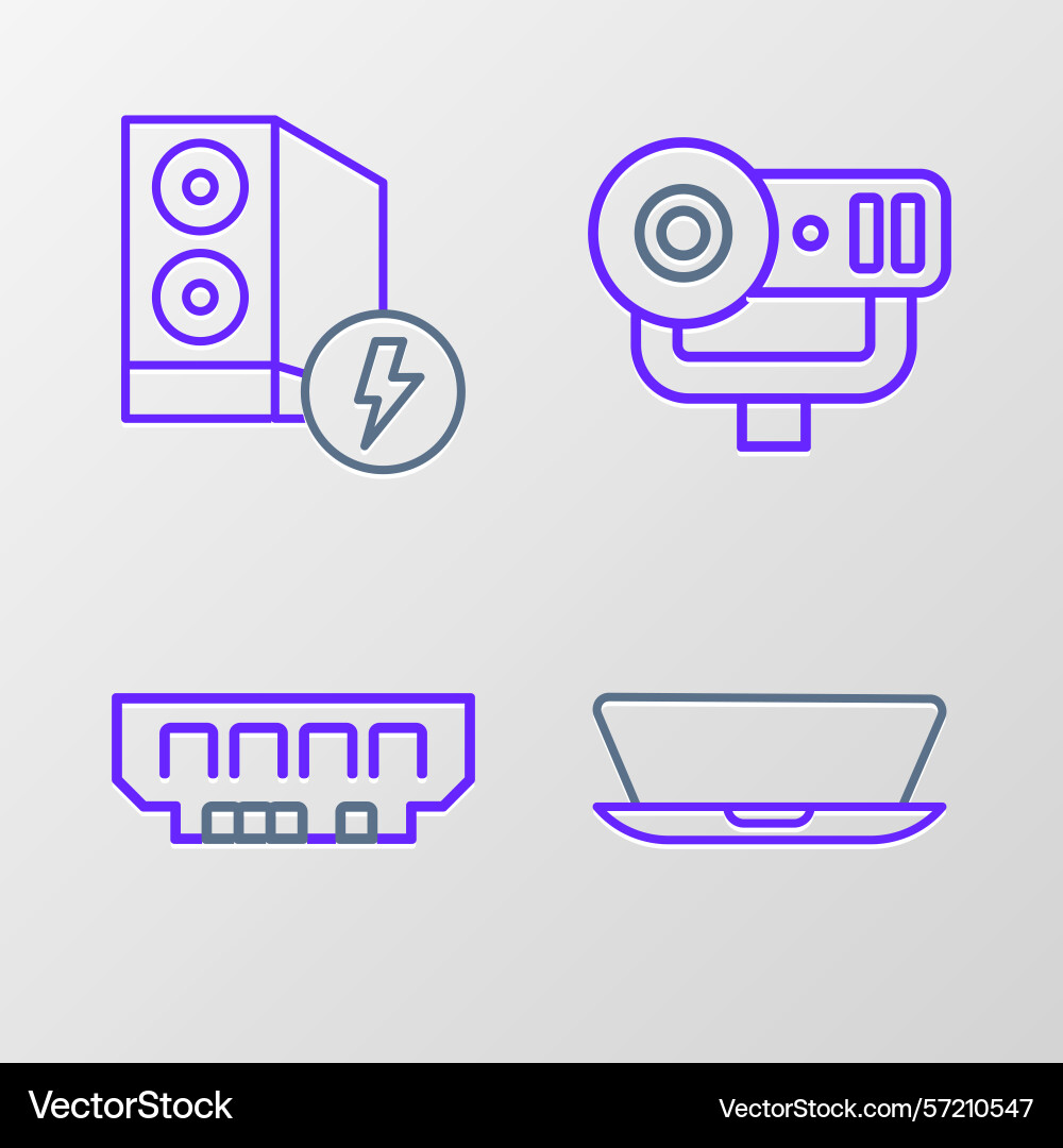 Set line laptop ram random access memory web Set line laptop ram random access memory web vector image
