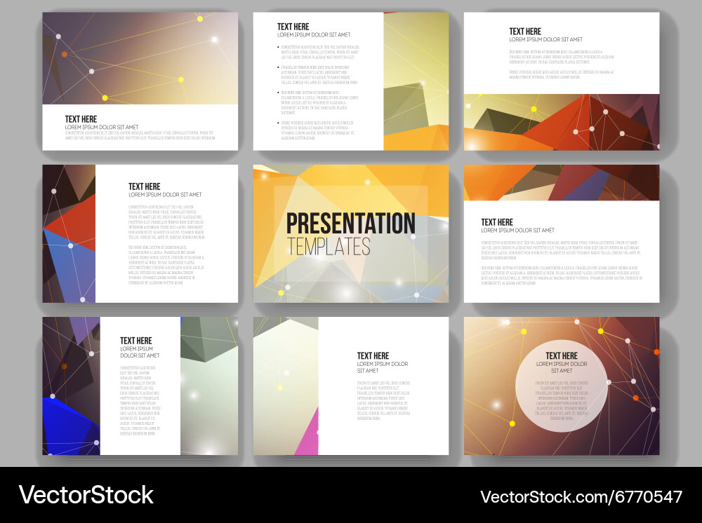 Set of 9 templates for presentation slides vector image