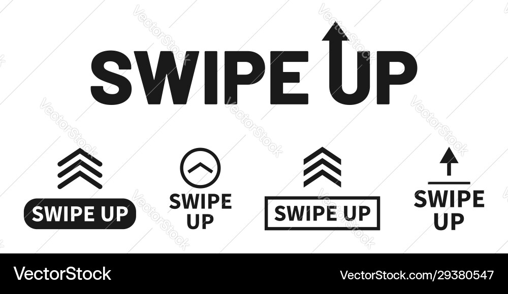 Swipe up set buttons for social media arrows Swipe up set buttons for social media arrows vector image