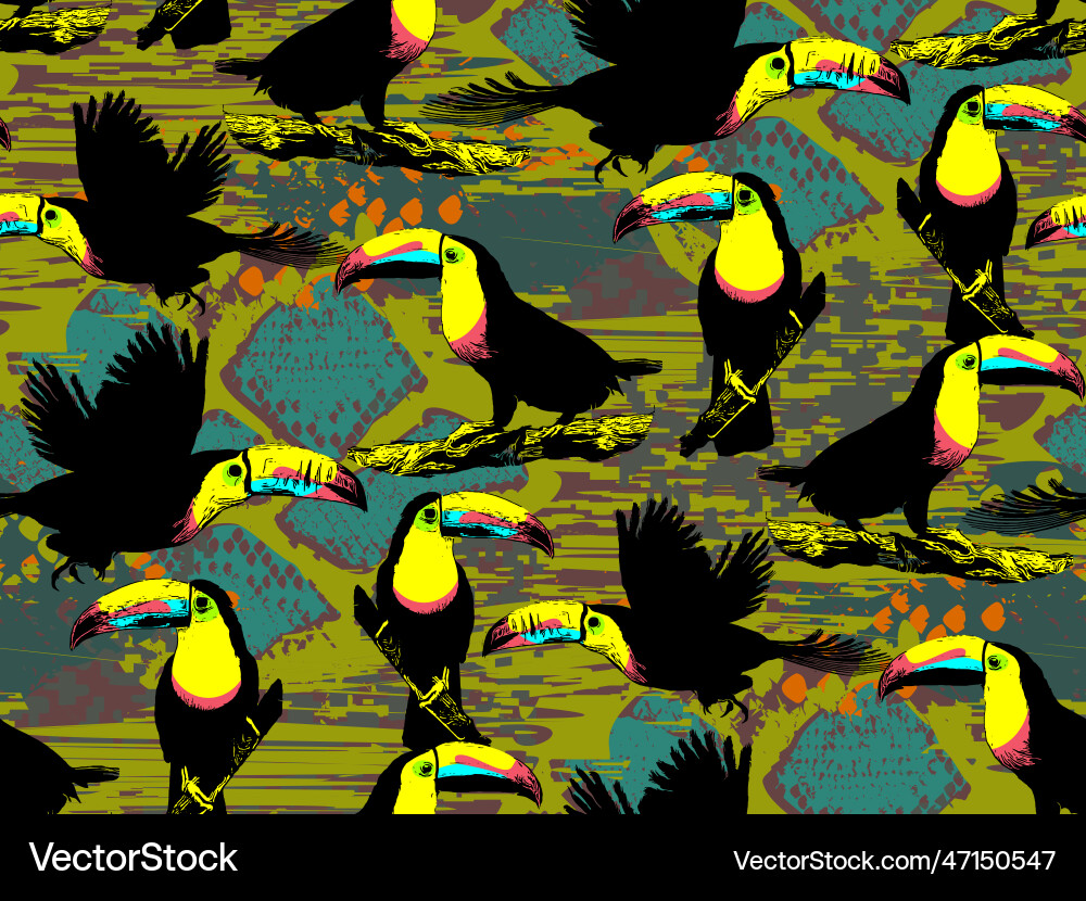 Toucan seamless abstract pattern Vector Image
