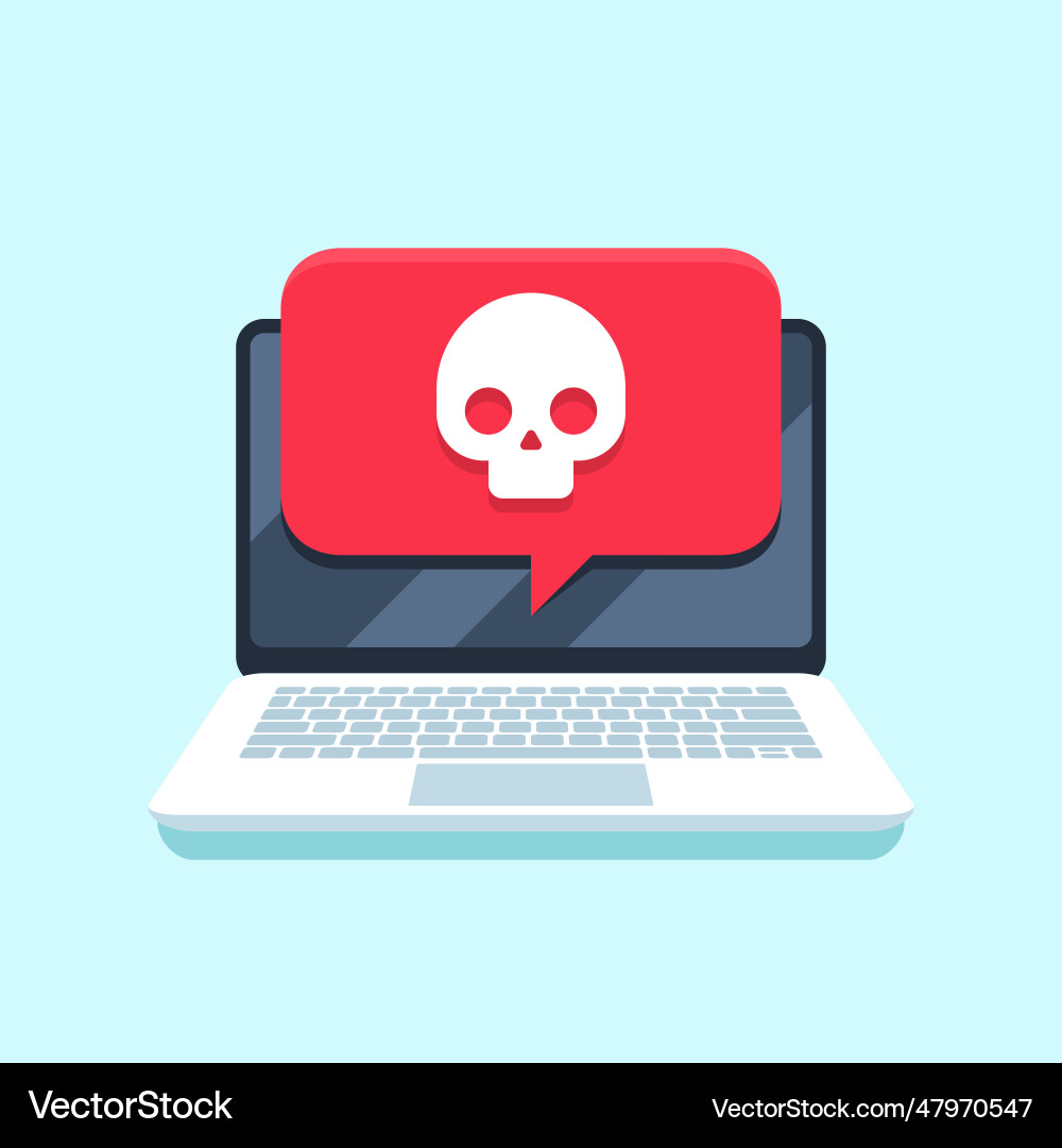 Virus notification on notebook screen malware Vector Image