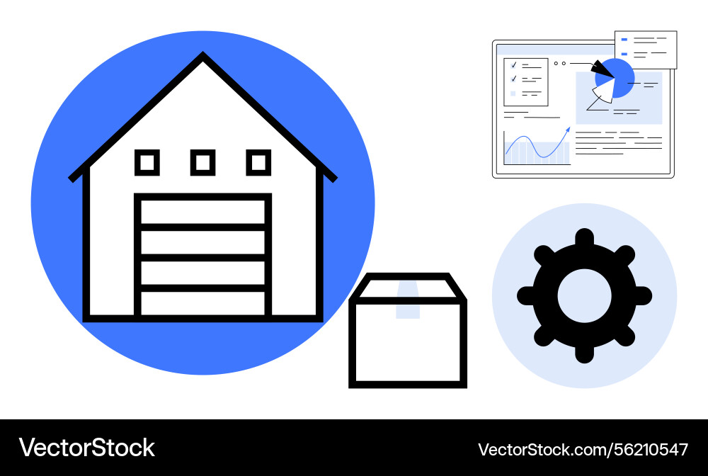 Warehouse management with data analytics Warehouse management with data analytics vector image