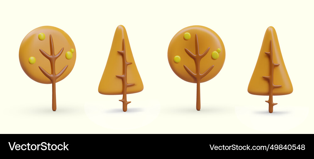 3d molded tree with round and triangular crown 3d molded tree with round and triangular crown vector image