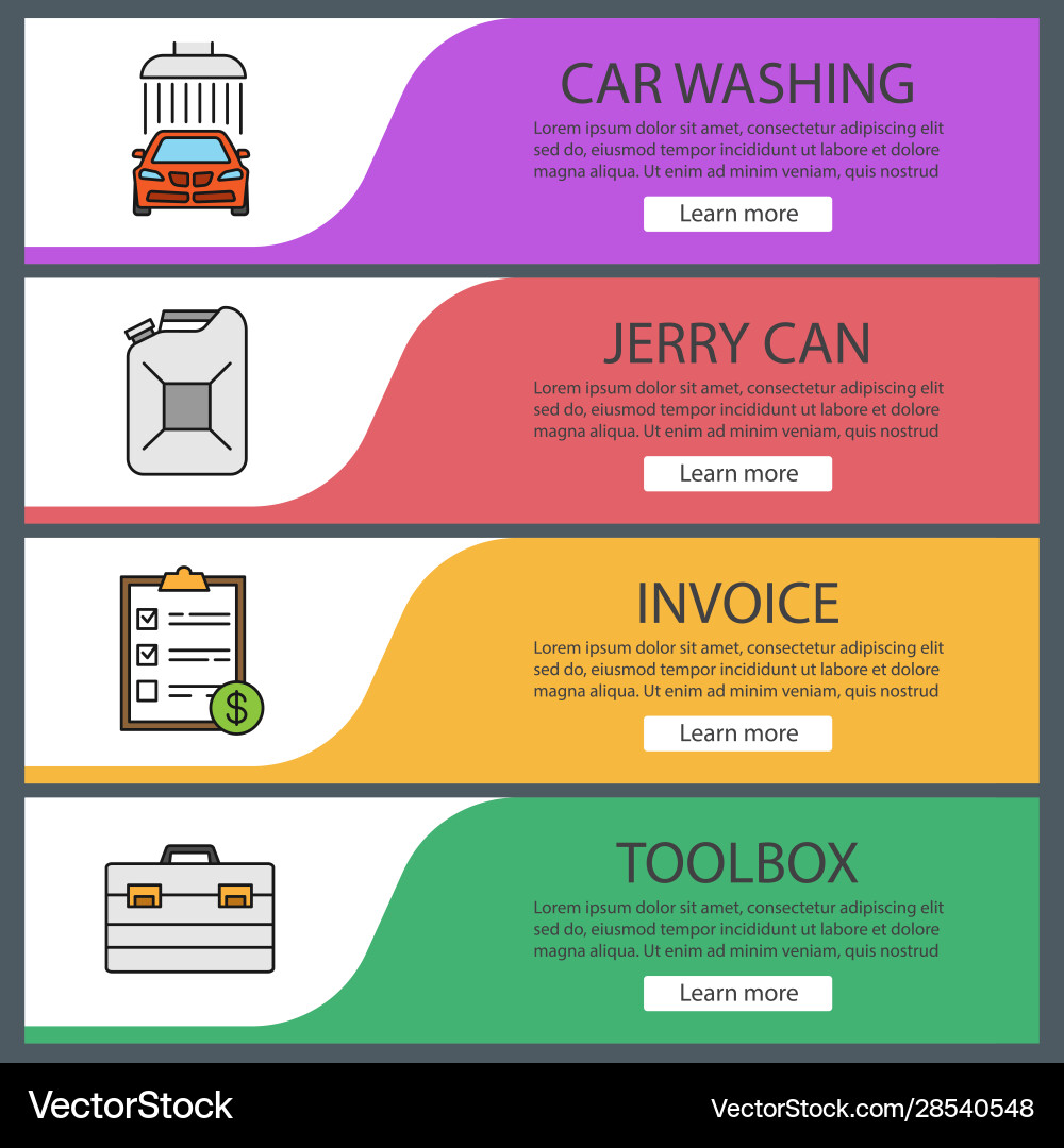 Auto workshop web banner templates set Auto workshop web banner templates set vector image