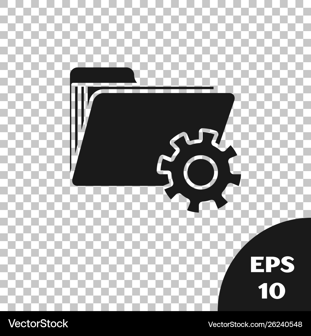 Black folder settings with gears icon isolated Black folder settings with gears icon isolated vector image