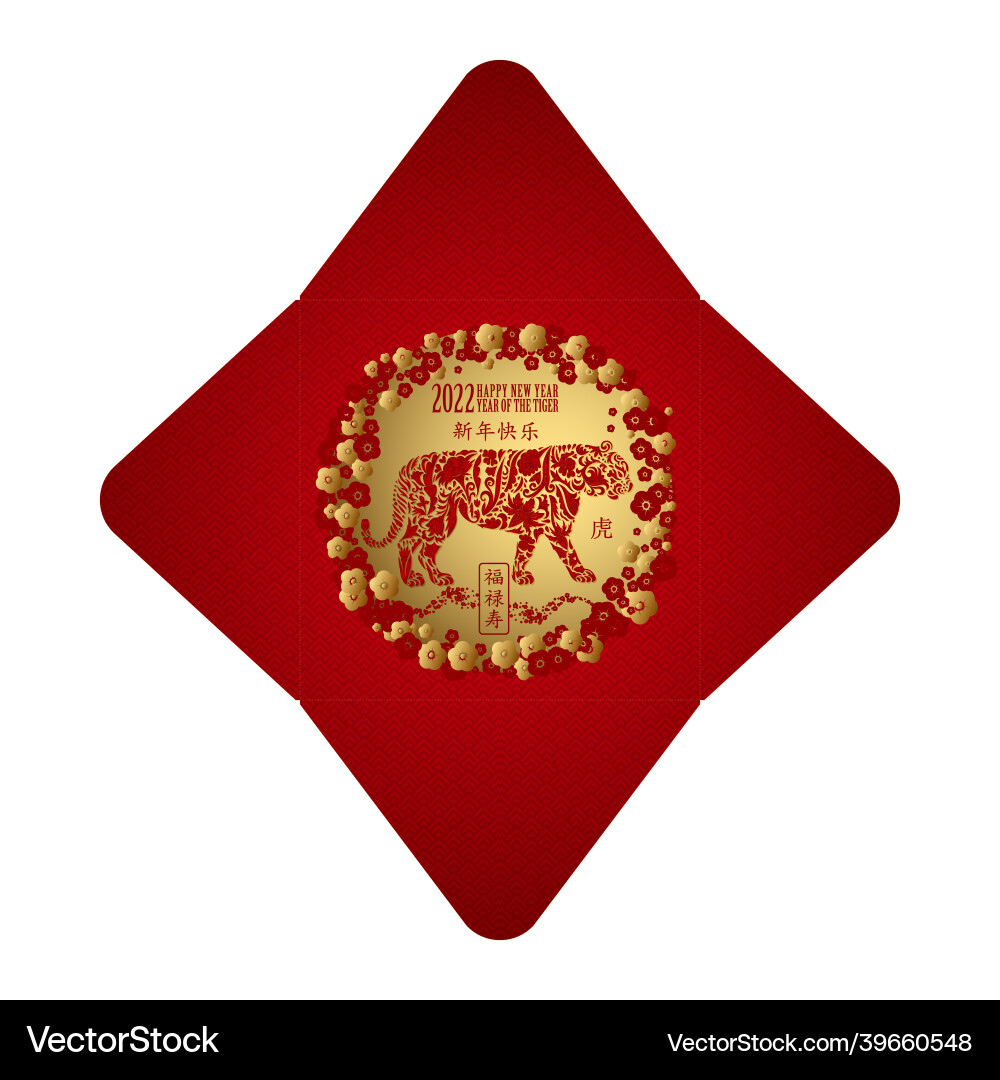 Chinese new year 2022 money red square envelopes Chinese new year 2022 money red square envelopes vector image