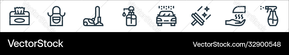 Cleaning line icons linear set quality Cleaning line icons linear set quality vector image