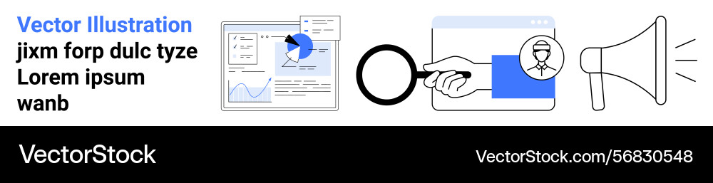 Data analysis user interaction and marketing Data analysis user interaction and marketing vector image