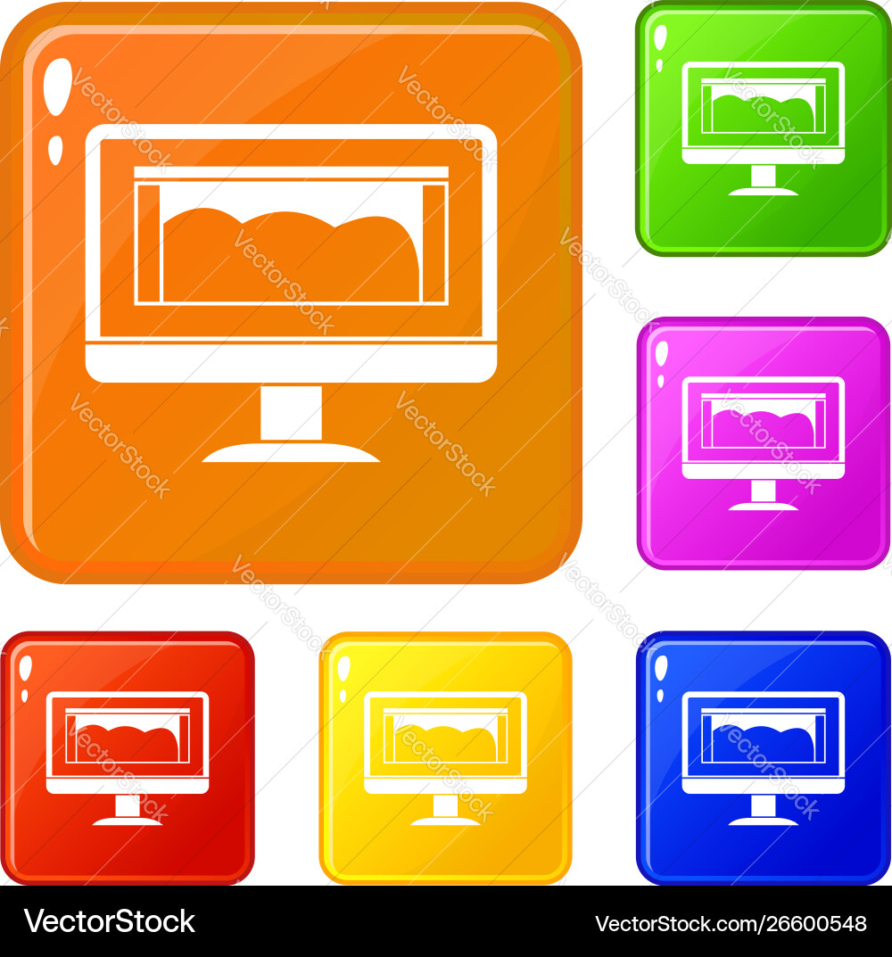 Drawing monitor icons set color Drawing monitor icons set color Vector Image