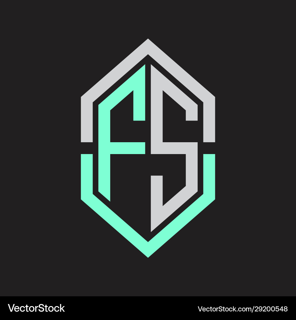 Fs logo monogram with hexagon shape and outline vector image