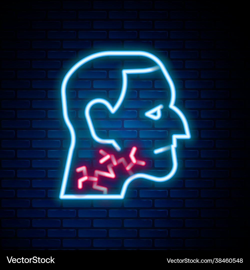 Glossive Neon Linie Halskrebs-Ikone isoliert Glossive Neon Linie Halskrebs-Ikone isoliert vektorbild