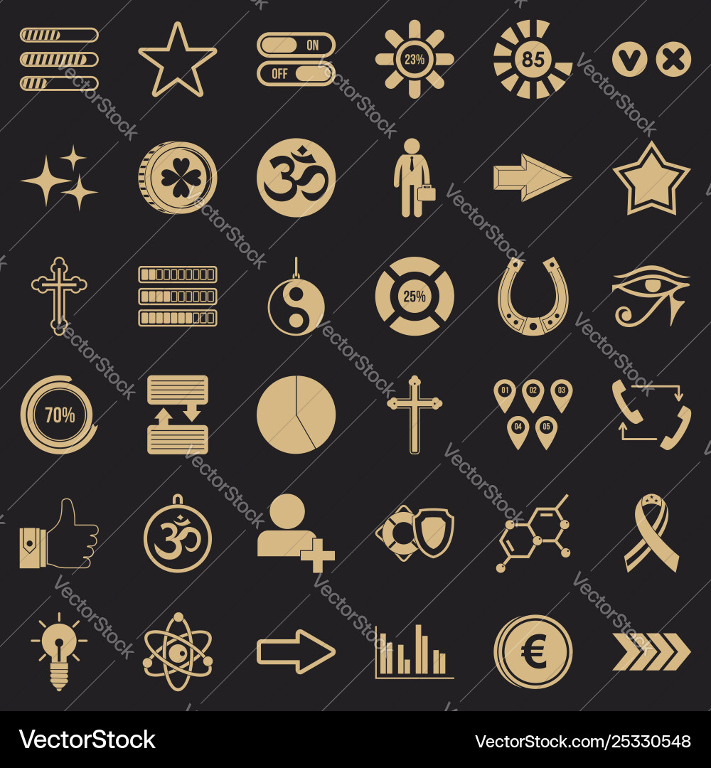 Hieroglyph icons set simple style Hieroglyph icons set simple style Vector Image
