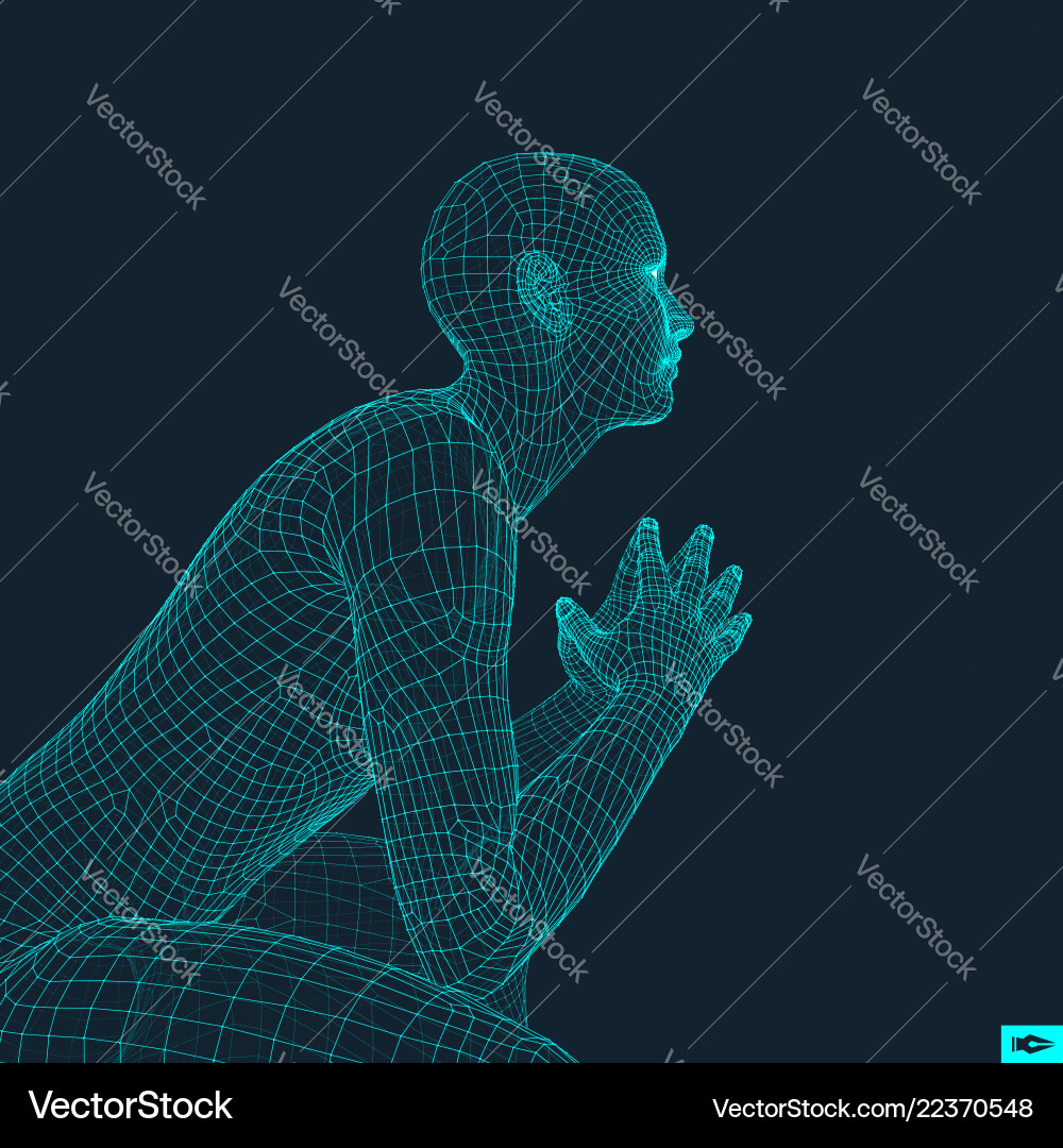 Man in a thinker pose 3d model of Man in a thinker pose 3d model of vector image