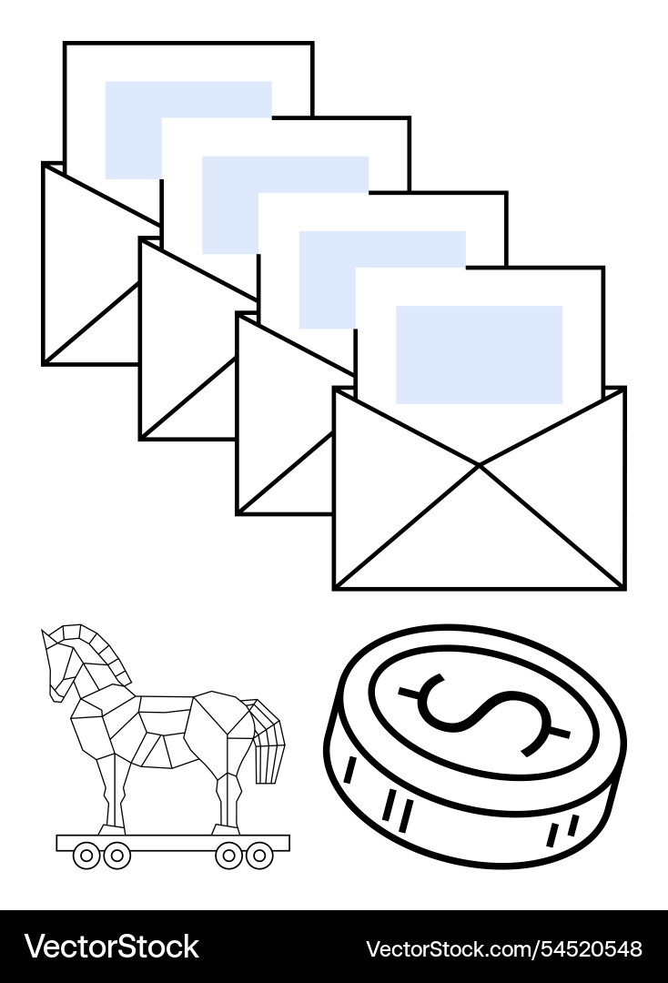 Multiple opened envelopes with letters dollar Vector Image