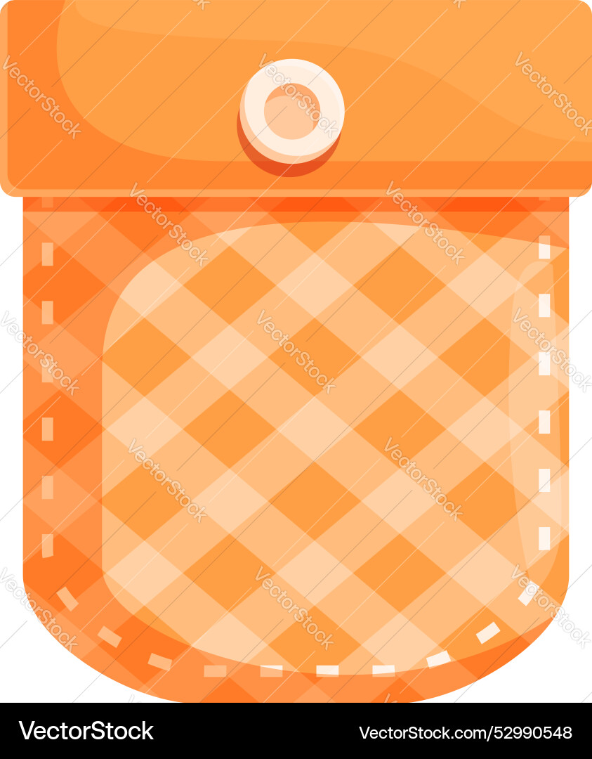 Orange fabric pocket with white button Orange fabric pocket with white button vector image