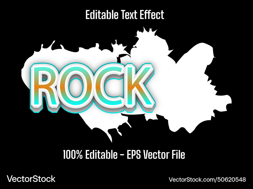 Rock editable text effect 3 d emboss gradient Rock editable text effect 3 d emboss gradient Vector Image