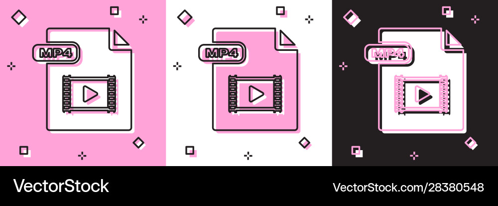 Set mp4 file document download button icon Vector Image