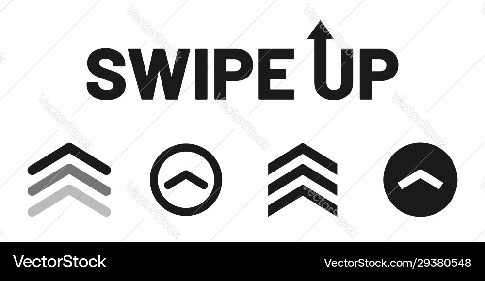 Swipe up set buttons for social media arrows Swipe up set buttons for social media arrows vector image