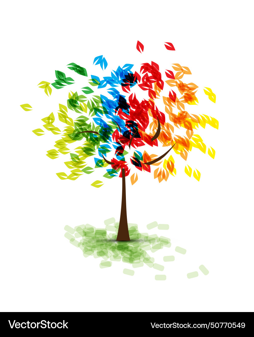 Abstract futuristic stylized tree with color Abstract futuristic stylized tree with color Vector Image