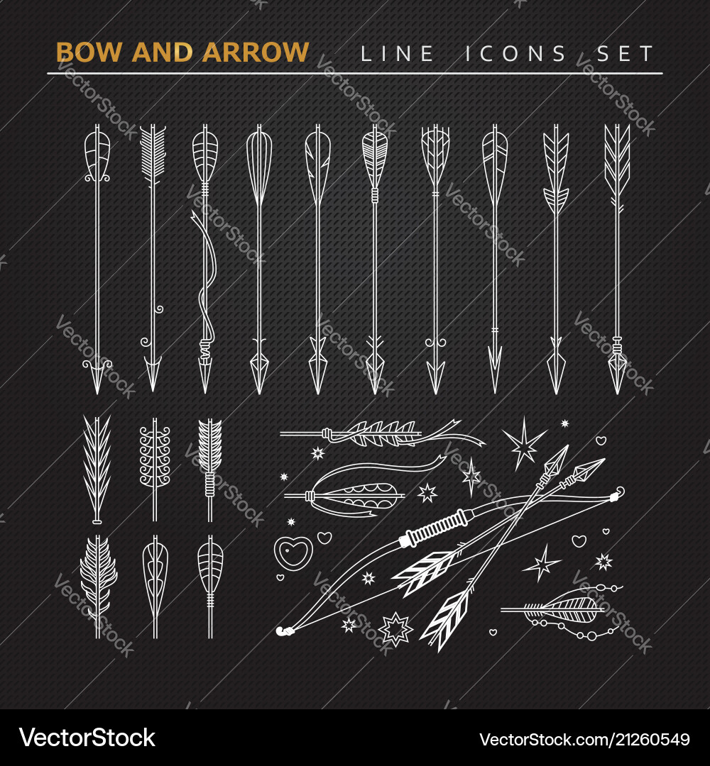 Bow and arrow icons Royalty Free Vector Image - VectorStock