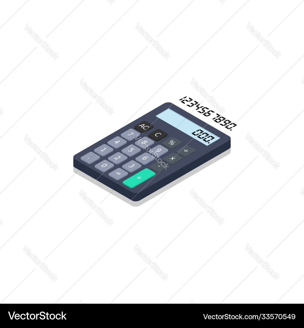 Calculator and digital number left view shadow Calculator and digital number left view shadow vector image