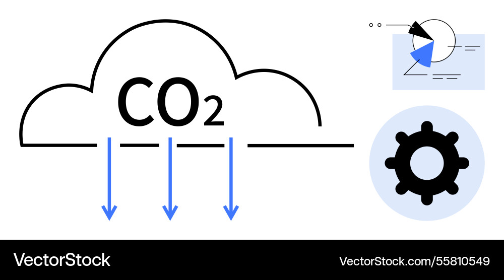 Carbon dioxide emissions with flow arrows and data Carbon dioxide emissions with flow arrows and data vector image
