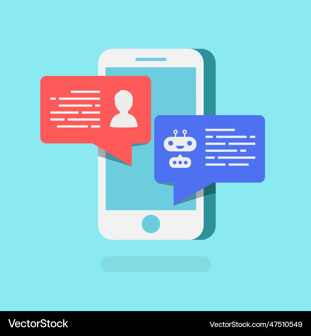 Chat bot concept 3d isometric style with mobile Chat bot concept 3d isometric style with mobile vector image