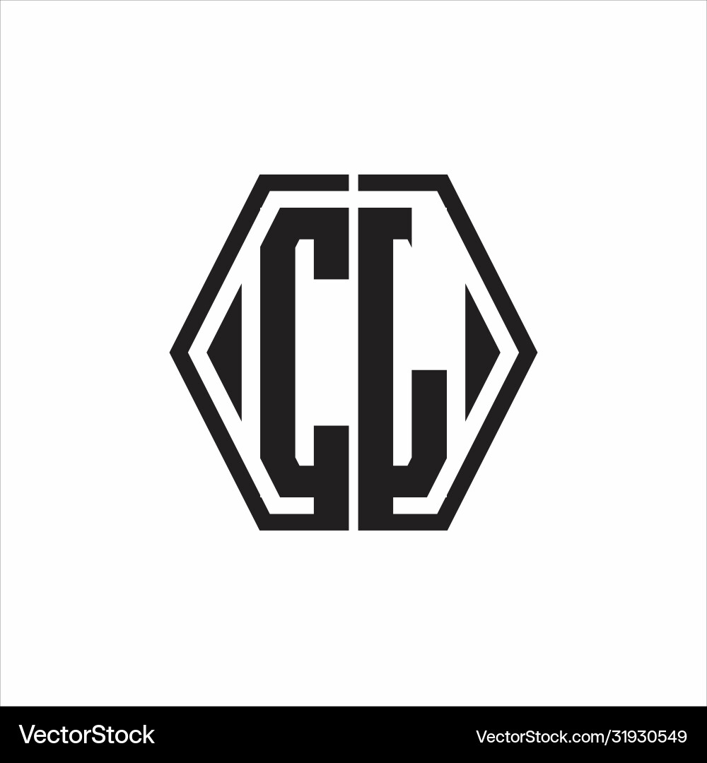 Cl logo monogram with hexagon line rounded design Cl logo monogram with hexagon line rounded design Vector Image