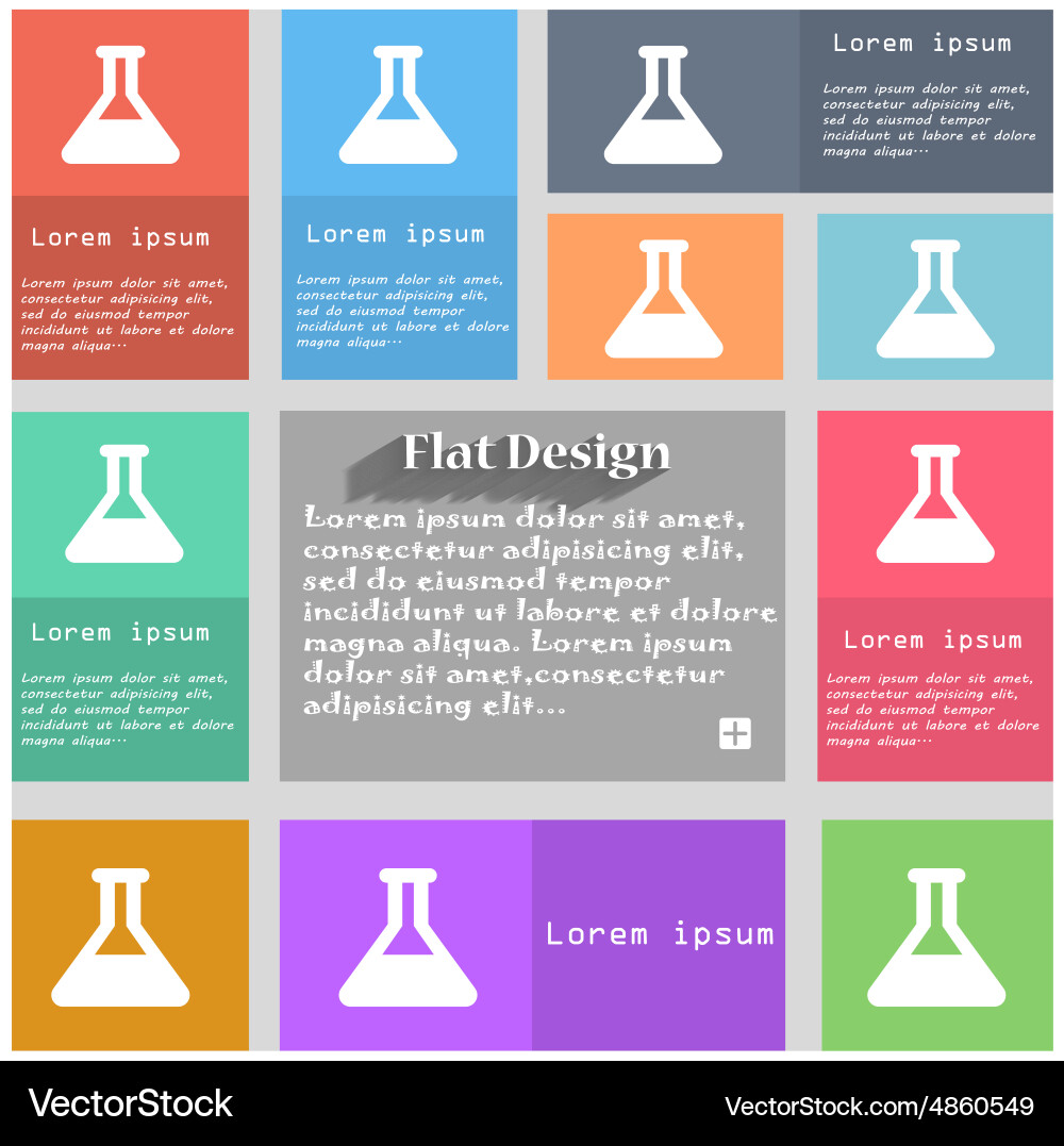 Conical flask icon sign set of multicolored Vector Image