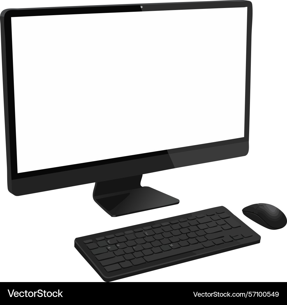 Desktop computer monitor keyboard and mouse Vector Image