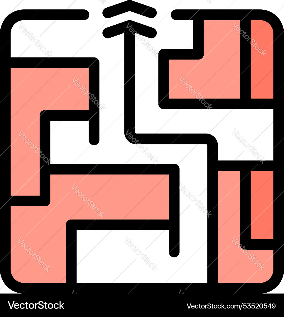 Finding solution concept with maze and up arrow Finding solution concept with maze and up arrow vector image