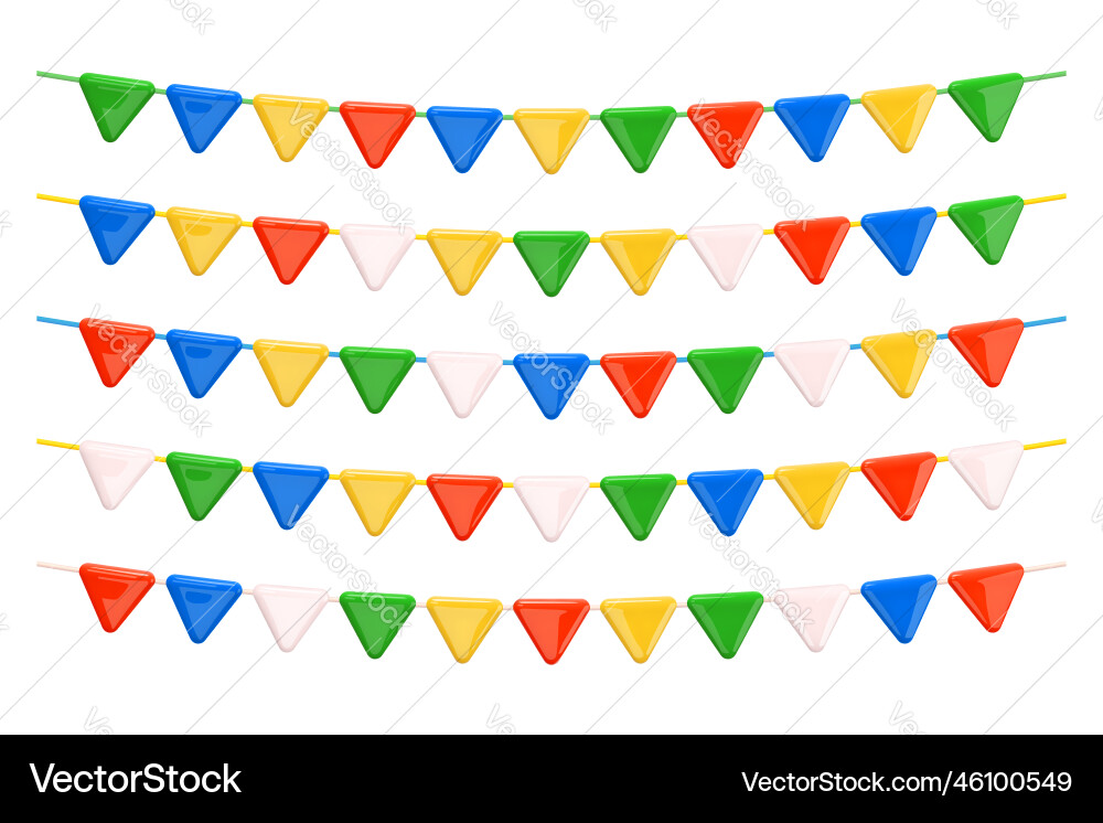 Garland of colorful triangular flags set party Garland of colorful triangular flags set party vector image