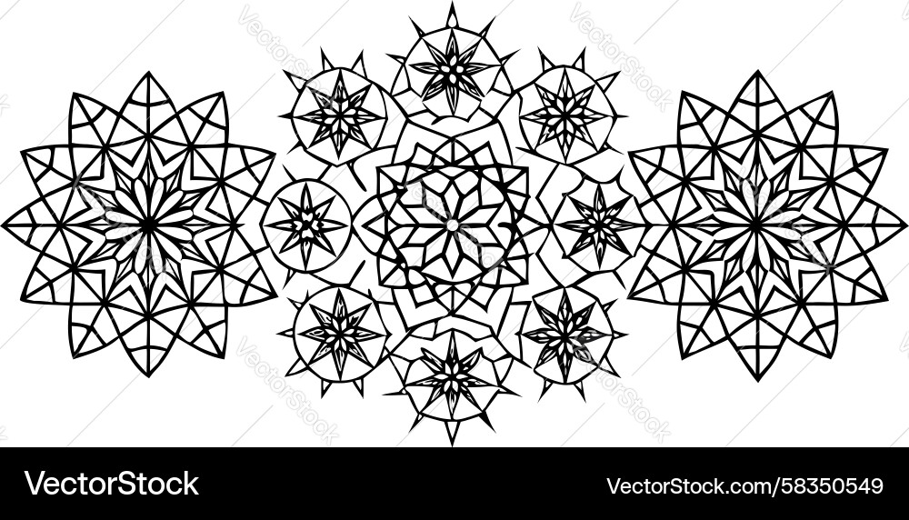 Geometric Snowflake Patterns Vector Image
