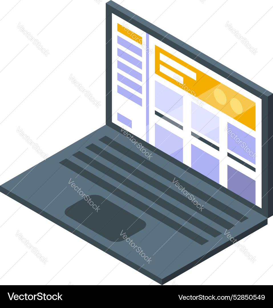 Laptop showing web design software interface Laptop showing web design software interface vector image