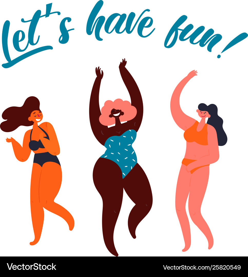 Lassen Sie Spaß Party Plakat Gruppe junge Frauen Lassen Sie Spaß Party Plakat Gruppe junge Frauen vektorbild
