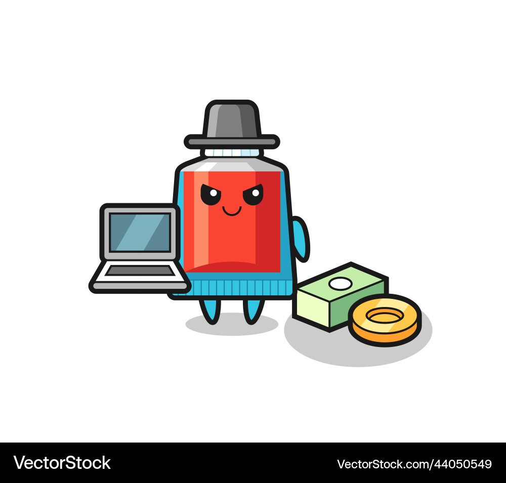 Mascot of toothpaste as a hacker Mascot of toothpaste as a hacker vector image