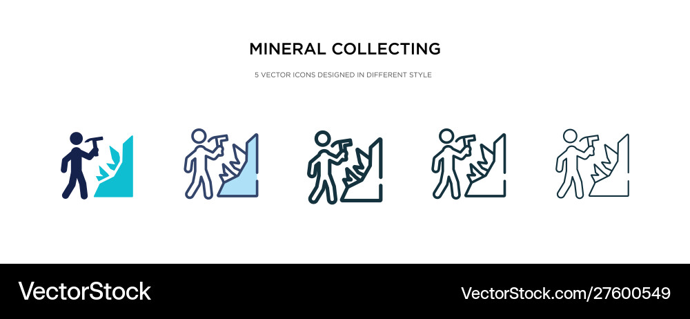 Mineral collecting icon in different style two Mineral collecting icon in different style two vector image