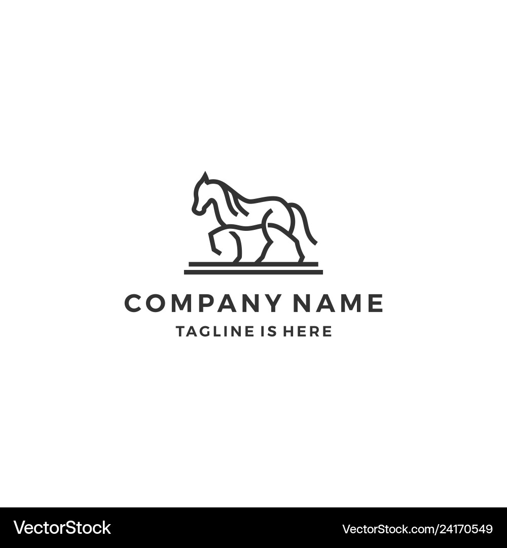 Monoline Horse Outline Logo Vector Image