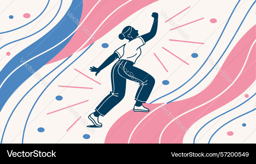 Person in dynamic pose with flowing lines vector image