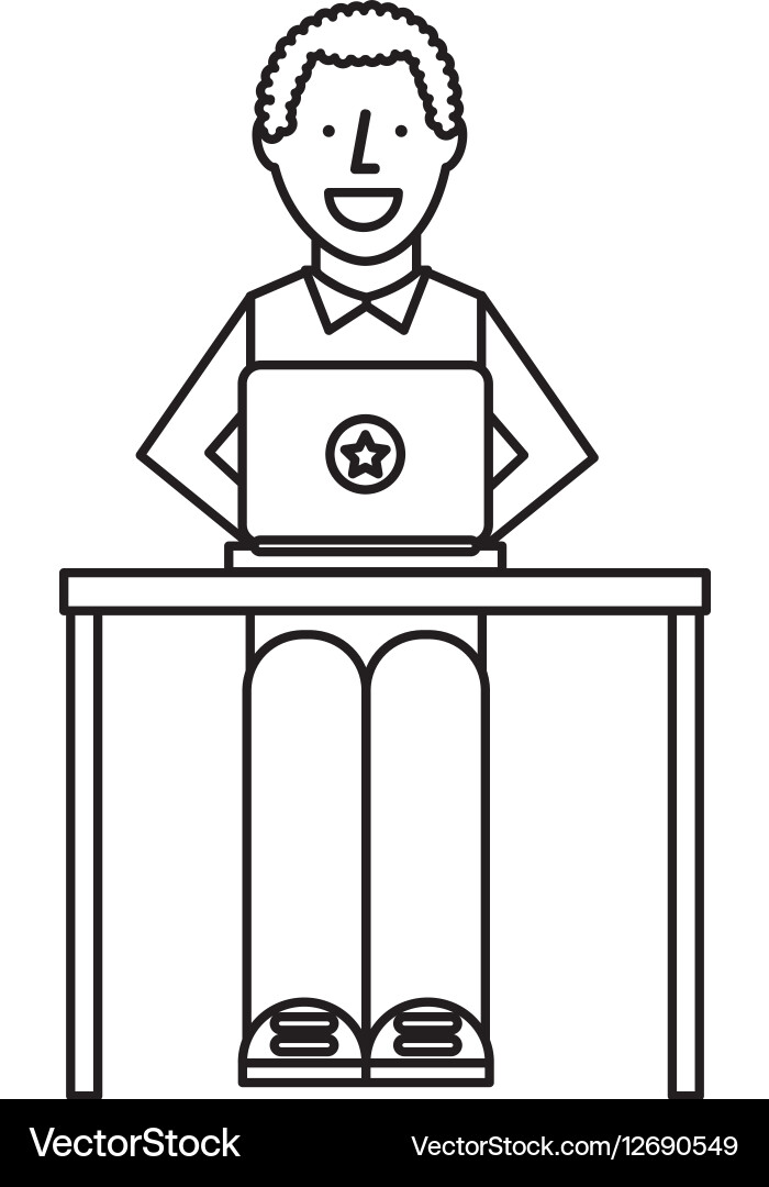 Person using computer icon vector image