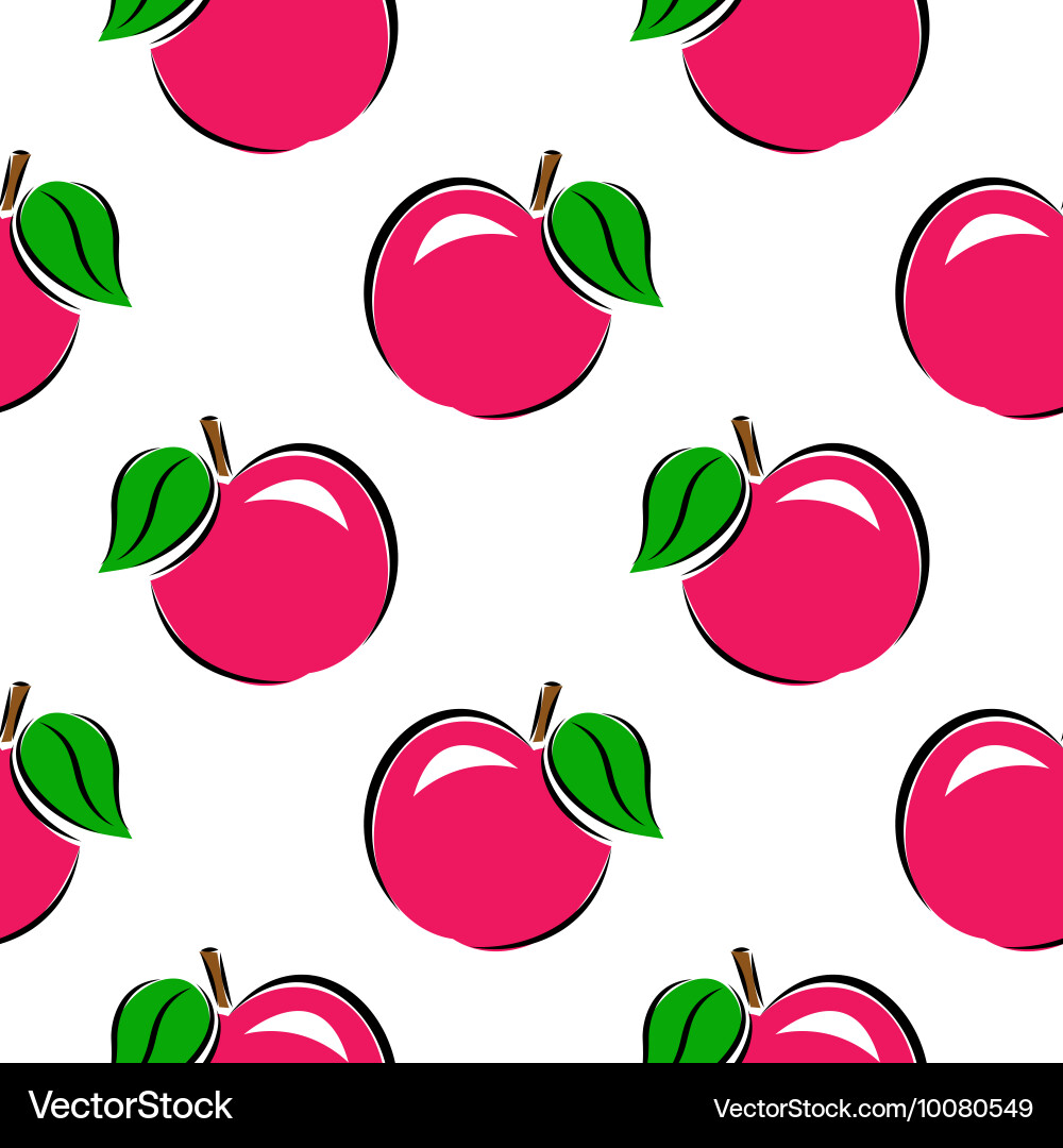 Seamless pattern apples on a white background vector image
